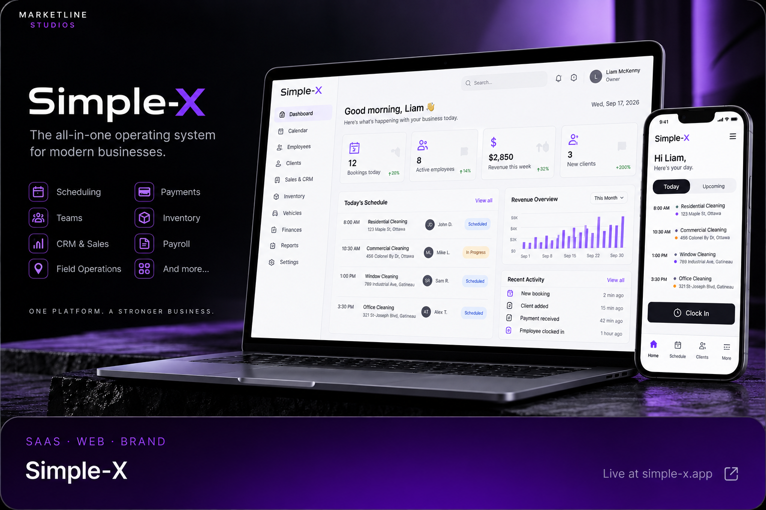 Simple-X — SaaS · Web + Brand project by Évolux Studio